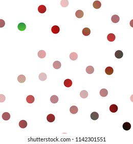 Dark Green, Red vector seamless layout with circle shapes. Beautiful colored illustration with blurred circles in nature style. New design for ad, poster, banner of your website.