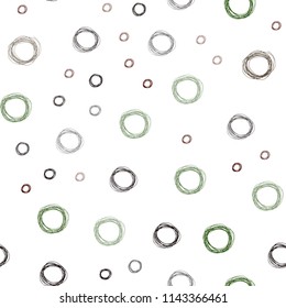 Dark Green, Red vector seamless layout with circle shapes. Illustration with set of shining colorful abstract circles. Pattern can be used for futuristic ad, booklets.