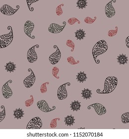 Dark Green, Red vector seamless doodle background with leaves and flowers. Leaves and flowers with gradient on white background. Template for backgrounds of cell phones.