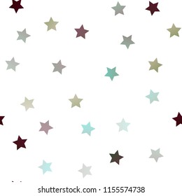 Dark Green, Red vector seamless background with colored stars. Stars on blurred abstract background with gradient. The pattern can be used for websites.