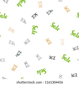 Dark Green, Red vector seamless background with 30, 40, 50, 70 % signs of sales. Abstract illustration with colorful gradient symbols of sales. Backdrop for ads, leaflets of Black Friday.