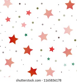 Dark Green, Red vector seamless template with sky stars. Shining colored illustration with stars. Smart design for your business advert.