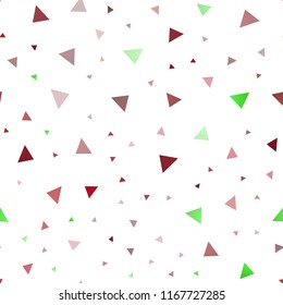 Dark Green, Red vector seamless pattern in polygonal style. Glitter abstract illustration with triangular shapes. Best design for your ad, poster, banner.