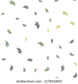 Dark Green, Red vector seamless doodle background with leaves. An elegant bright illustration with leaves in Natural style. Pattern for design of window blinds, curtains.