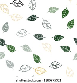 Dark Green, Red vector seamless natural background with leaves. Colorful illustration in doodle style with leaves. Pattern for design of fabric, wallpapers.