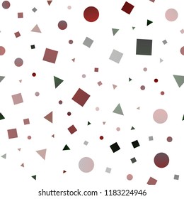 Dark Green, Red vector seamless background with triangles, circles, cubes. Illustration with colorful circles, triangles, rectangles. Pattern for trendy fabric, wallpapers.