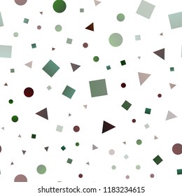 Dark Green, Red vector seamless template with crystals, circles, squares. Illustration with colorful circles, triangles, rectangles. Template for business cards, websites.