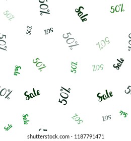 Dark Green, Red vector seamless cover with symbols of 50 % sales. Abstract illustration with colorful gradient symbols of sales. Backdrop for mega promotions, discounts.