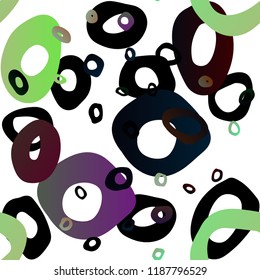 Dark Green, Red vector seamless texture with disks. Blurred bubbles on abstract backdrop with colorful gradient. Design for textile, fabric, wallpapers.