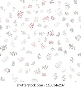 Dark Green, Red vector seamless abstract background with leaves, branches. Decorative design in Indian style on white background. Design for textile, fabric, wallpapers.