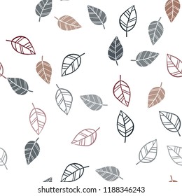 Dark Green, Red vector seamless elegant template with leaves. Decorative illustration with doodles on abstract template. Trendy design for wallpaper, fabric makers.