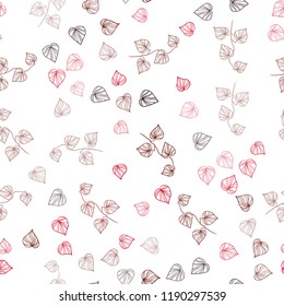 Dark Green, Red vector seamless natural backdrop with leaves. Shining colored illustration with leaves in doodle style. Pattern for design of fabric, wallpapers.