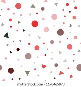Dark Green, Red vector seamless cover in polygonal style with circles. Illustration with set of colorful circles, triangles. Template for business cards, websites.