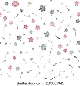Dark Green, Red vector seamless hand painted texture. Shining colored illustration with leaves in doodle style. Pattern for heads of websites and designs.