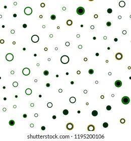 Dark Green, Red vector seamless layout with circle shapes. Abstract illustration with colored bubbles in nature style. Trendy design for wallpaper, fabric makers.