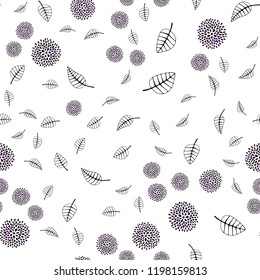 Dark Green, Red vector seamless doodle pattern with leaves, flowers. An elegant bright illustration with leaves and flowers. Trendy design for wallpaper, fabric makers.