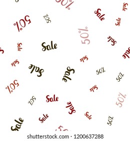 Dark Green, Red vector seamless cover with symbols of 50 % sales. Colored words of sales with gradient on white background. Pattern for ads, posters, banners of sales.