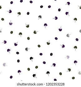 Dark Green, Red vector seamless background with coffee, beans. Decorative gradient design of coffee cups and beans. Pattern for ads of breakfast, lunch, dinner.