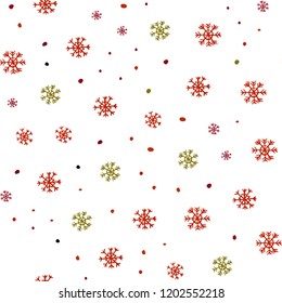 Dark Green, Red vector seamless layout with bright snowflakes. Shining colorful illustration with snow in christmas style. Design for textile, fabric, wallpapers.