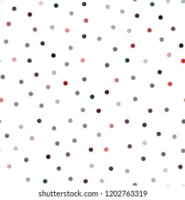 Dark Green, Red vector seamless texture with disks. Beautiful colored illustration with blurred circles in nature style. Completely new template for your brand book.