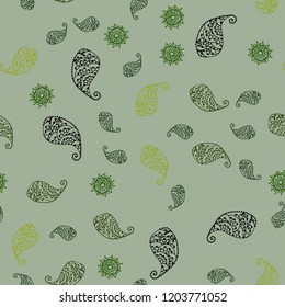 Dark Green, Red vector seamless natural backdrop with leaves and flowers. Leaves and flowers with gradient on white background. Elegant pattern for your brand book.