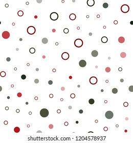 Dark Green, Red vector seamless backdrop with dots. Illustration with set of shining colorful abstract circles. Template for business cards, websites.