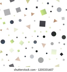 Dark Green, Red vector seamless cover in polygonal style with circles. Circles, lines, rhombus with colorful gradient. Pattern for design of fabric, wallpapers.