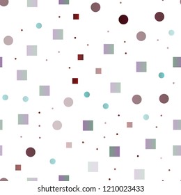 Dark Green, Red vector seamless pattern with spheres, squares. Glitter abstract illustration with cubes, circles. Pattern for design of window blinds, curtains.