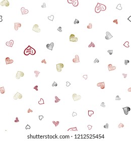 Dark Green, Red vector seamless cover with Shining hearts. Beautiful colored illustration with hearts in celebration style. Pattern for marriage gifts, congratulations.