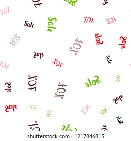 Dark Green, Red vector seamless cover with symbols of 70 % sales. Shining colorful illustration with isolated selling prices. Backdrop for super sales on Black Friday.