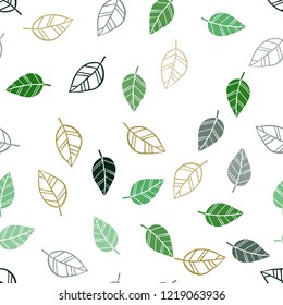 Dark Green, Red vector seamless abstract pattern with leaves. New colorful illustration in doodle style with leaves. Design for textile, fabric, wallpapers.