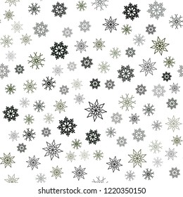 Dark Green, Red vector seamless pattern with christmas snowflakes. Glitter abstract illustration with crystals of ice. Trendy design for wallpaper, fabric makers.