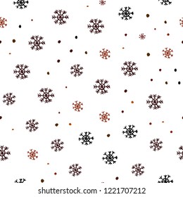 Dark Green, Red vector seamless layout with bright snowflakes. Colorful decorative design in xmas style with snow. Pattern for design of fabric, wallpapers.