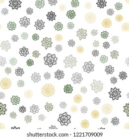 Dark Green, Red vector seamless layout with bright snowflakes. Glitter abstract illustration with crystals of ice. Pattern for trendy fabric, wallpapers.