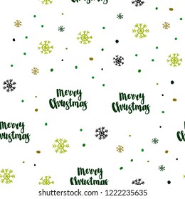 Dark Green, Red vector seamless template with ice snowflakes. Colorful snowflakes with gradient on abstract background. Pattern for design of fabric, wallpapers.