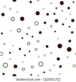 Dark Green, Red vector seamless texture with disks. Glitter abstract illustration with blurred drops of rain. Template for business cards, websites.