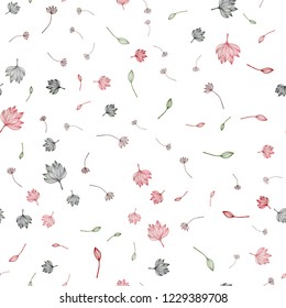 Dark Green, Red vector seamless doodle background. Doodle illustration of leaves in Origami style with gradient. Doodle design for your web site.