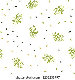 Dark Green, Red vector seamless doodle background with leaves, branches. Decorative design in Indian style on white background. Texture for window blinds, curtains.