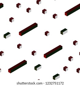 Dark Green, Red vector seamless, isometric template with rhombus. Beautiful illustration with rectangles and squares. Pattern for design of fabric, wallpapers.