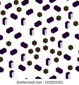 Dark Green, Red vector seamless, isometric cover in polygonal style. Modern abstract illustration with colorful rectangles. Pattern for design of fabric, wallpapers.