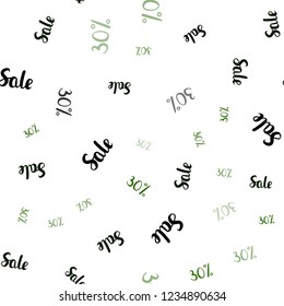 Dark Green, Red vector seamless layout with discount of 30%. Colored words of sales with gradient on white background. Backdrop for ads, leaflets of Black Friday.