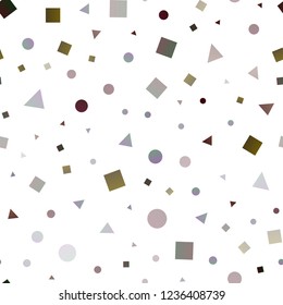 Dark Green, Red vector seamless texture in poly style with circles, cubes. Abstract illustration with colorful dots, lines, cubes. Pattern for design of fabric, wallpapers.