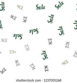 Dark Green, Red vector seamless cover with symbols of 30, 40, 50 % sales. Abstract illustration with colorful gradient symbols of sales. Pattern for ads, posters, banners of sales.