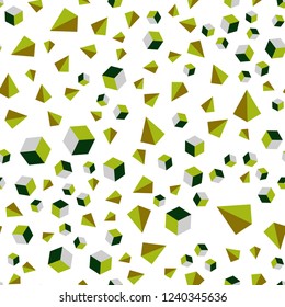 Dark Green, Red vector seamless, isometric layout with rectangles, triangles. Glitter abstract illustration with squares, lines. Pattern for design of fabric, wallpapers.