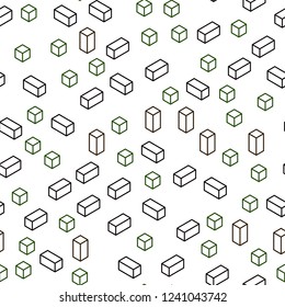 Dark Green, Red vector seamless, isometric cover in polygonal style. Rectangles on abstract background with colorful gradient. Pattern for trendy fabric, wallpapers.