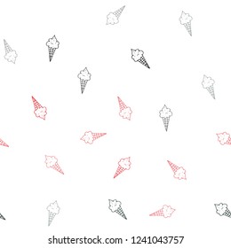 Dark Green, Red vector seamless layout with ice-cream set. Set of abstract ice-cream cones with colorful gradient. Template of a black hot beverage in a cafe.