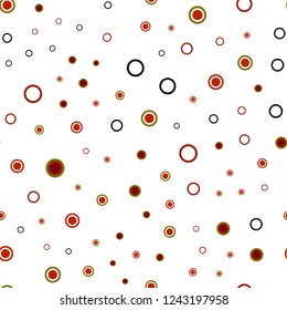 Dark Green, Red vector seamless texture with disks. Illustration with set of shining colorful abstract circles. Pattern for design of window blinds, curtains.