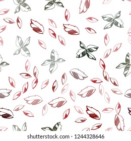 Dark Green, Red vector seamless doodle template with leaves. Creative illustration in blurred style with leaves. Template for business cards, websites.