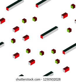 Dark Green, Red vector seamless, isometric layout with lines, rectangles. Rectangles on abstract background with colorful gradient. Pattern for design of fabric, wallpapers.