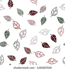 Dark Green, Red vector seamless elegant pattern with leaves. Doodle illustration of leaves in Origami style with gradient. Trendy design for wallpaper, fabric makers.